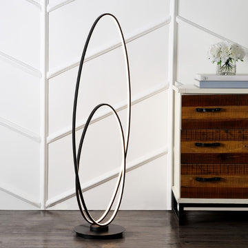 Looper 47" Metal Modern Contemporary Oval Dimmable Integrated LED Floor Lamp - JONATHAN Y